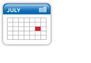 July calendar with date highlighted in red