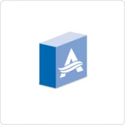 Blue box with white abstract lines logo design