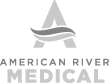 American River logo with stylized river waves and uppercase text