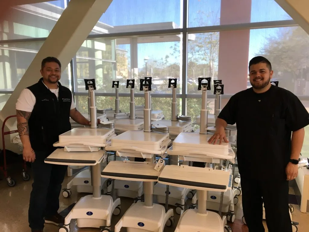 These Emergency Services department studs and staff will deliver more efficient and effective patient care through EHR facilitation. This will occur at the point of care with new medical cart workstations from American River Medical.