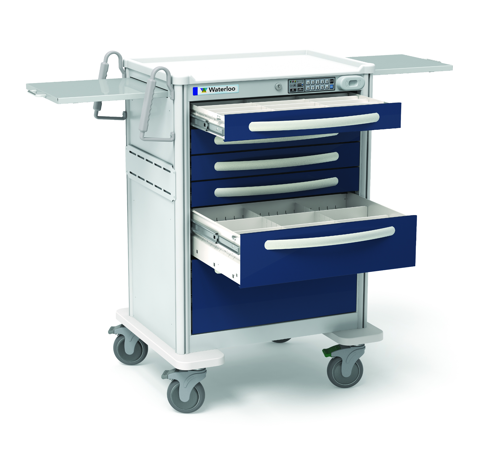 Waterloo Elite Aluminum IV Supply  Cart - 6 Drawer Open Drawers